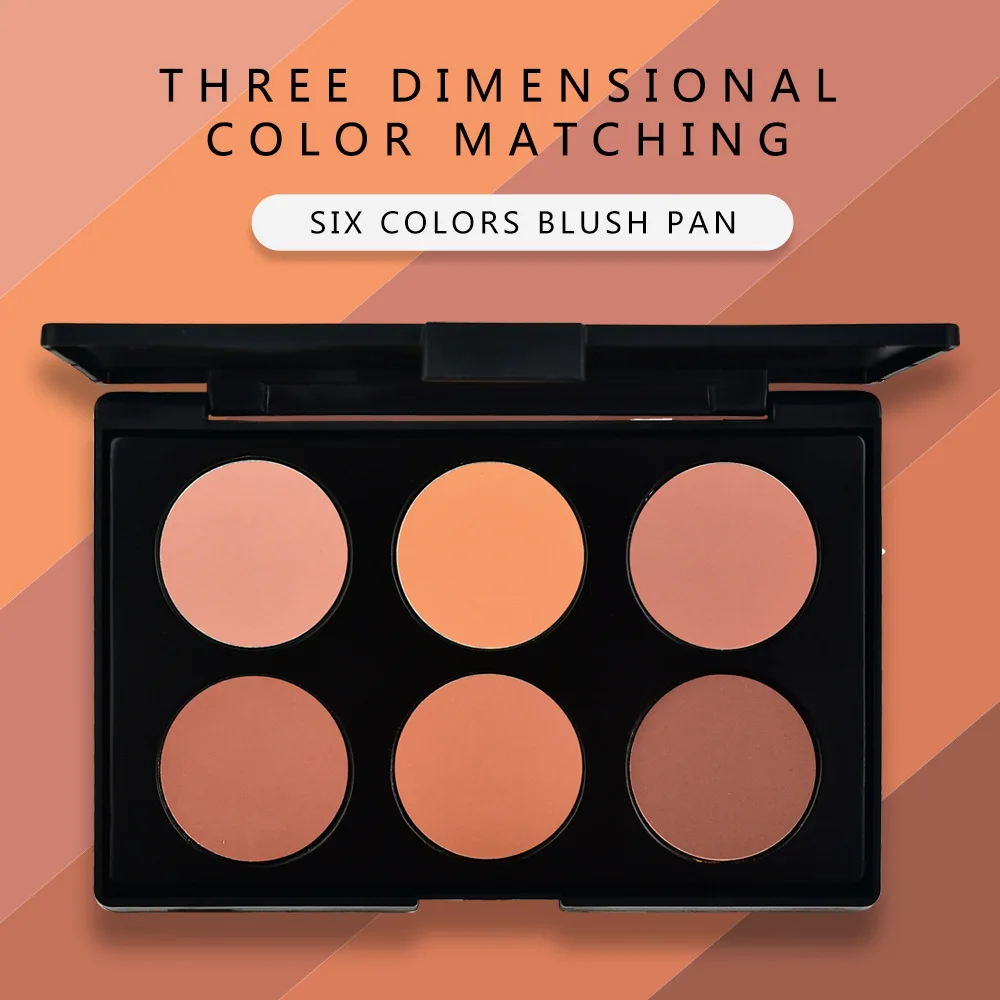Private label professional blush 6 colors blusher palette