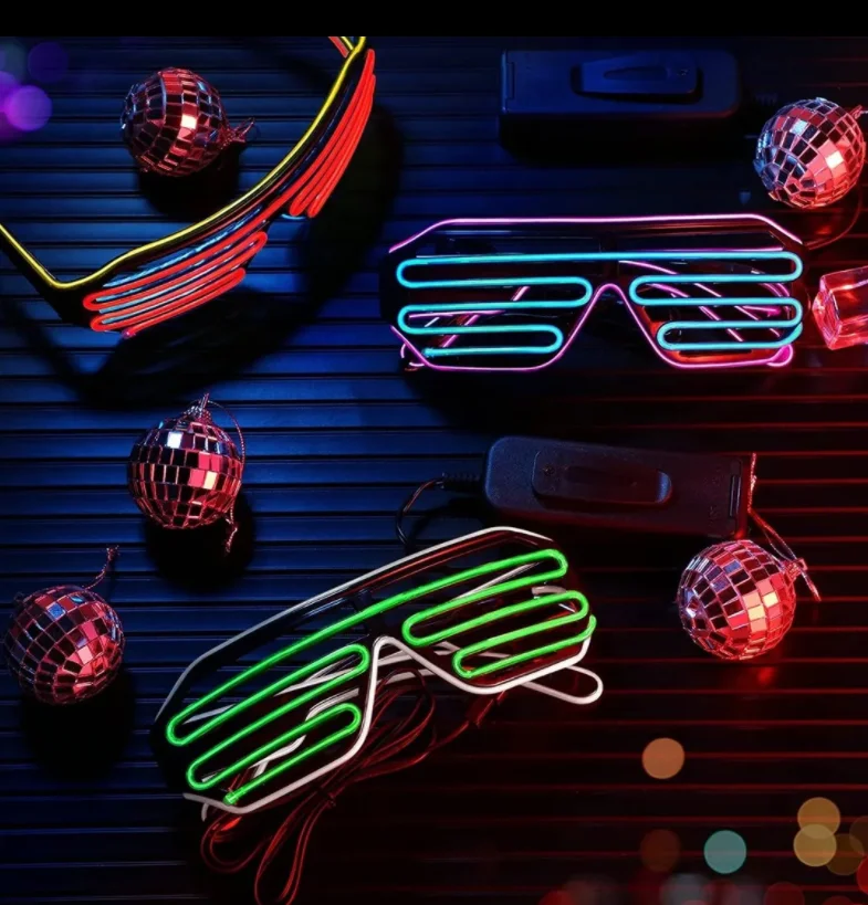 New Technology Light Up Fashing Rainbow Shutter Shade Frame Event Party Decorative El Wire Glasses