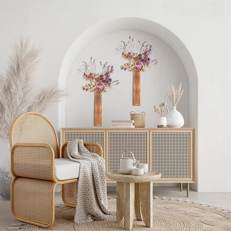 Custom Indoor Rustic Decorative Wooden Wall Hanging Planter Flower Vase for Home Decor