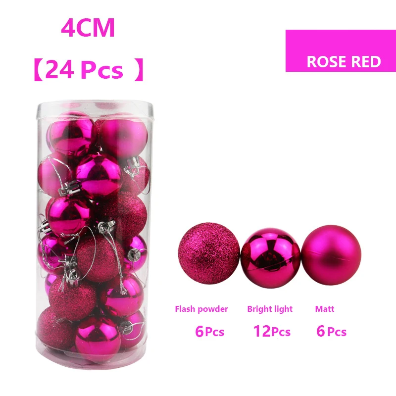
2019 Factory selling 24pcs plastic Bright Christmas ball christmas tree decoration balls Shatterproof Xmas Tree Decoration Ball 