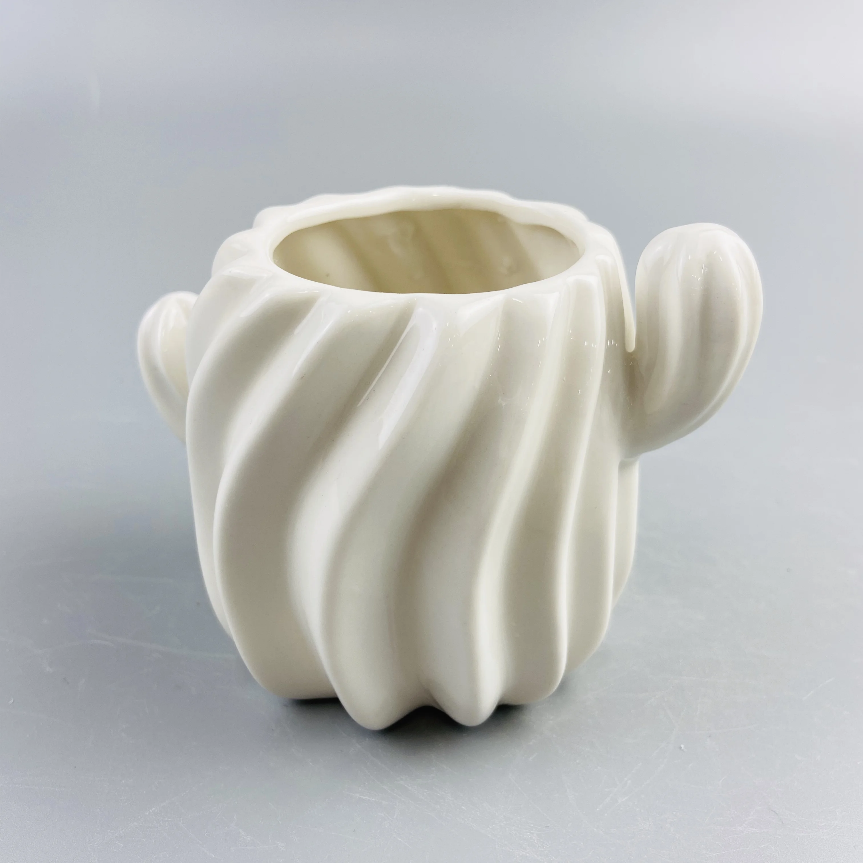 
China factory cactus shape glazed white porcelain flower pot ceramic 