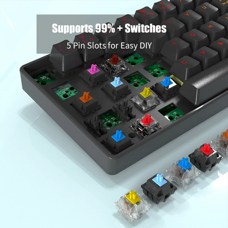 Высококачественная Механическая игровая клавиатура Guangzhou Gk61 Rgb BK68H Laser с голубыми