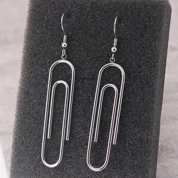 Charm Popular Statement Jewelry Stainless Steel Big Long Paper Clip Women Drop Earrings