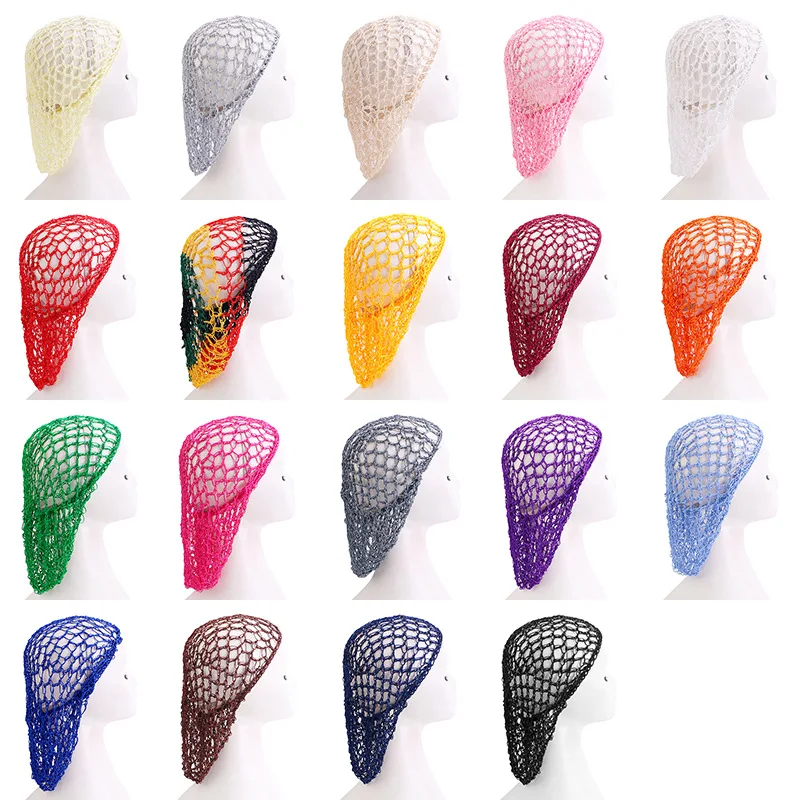 Дышащий красочный вязаный крючком аксессуары для волос пучок сетчатый снуд длинных