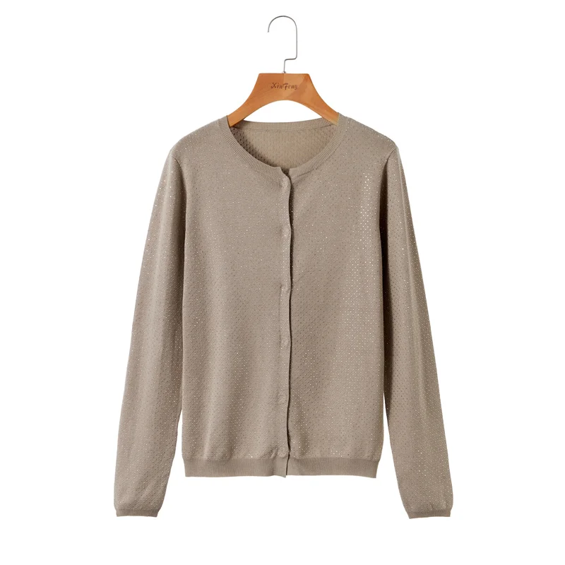 
2021 autumn Custom V neck long sleeved Kahaqi knitwear cardigan sweater tops women 