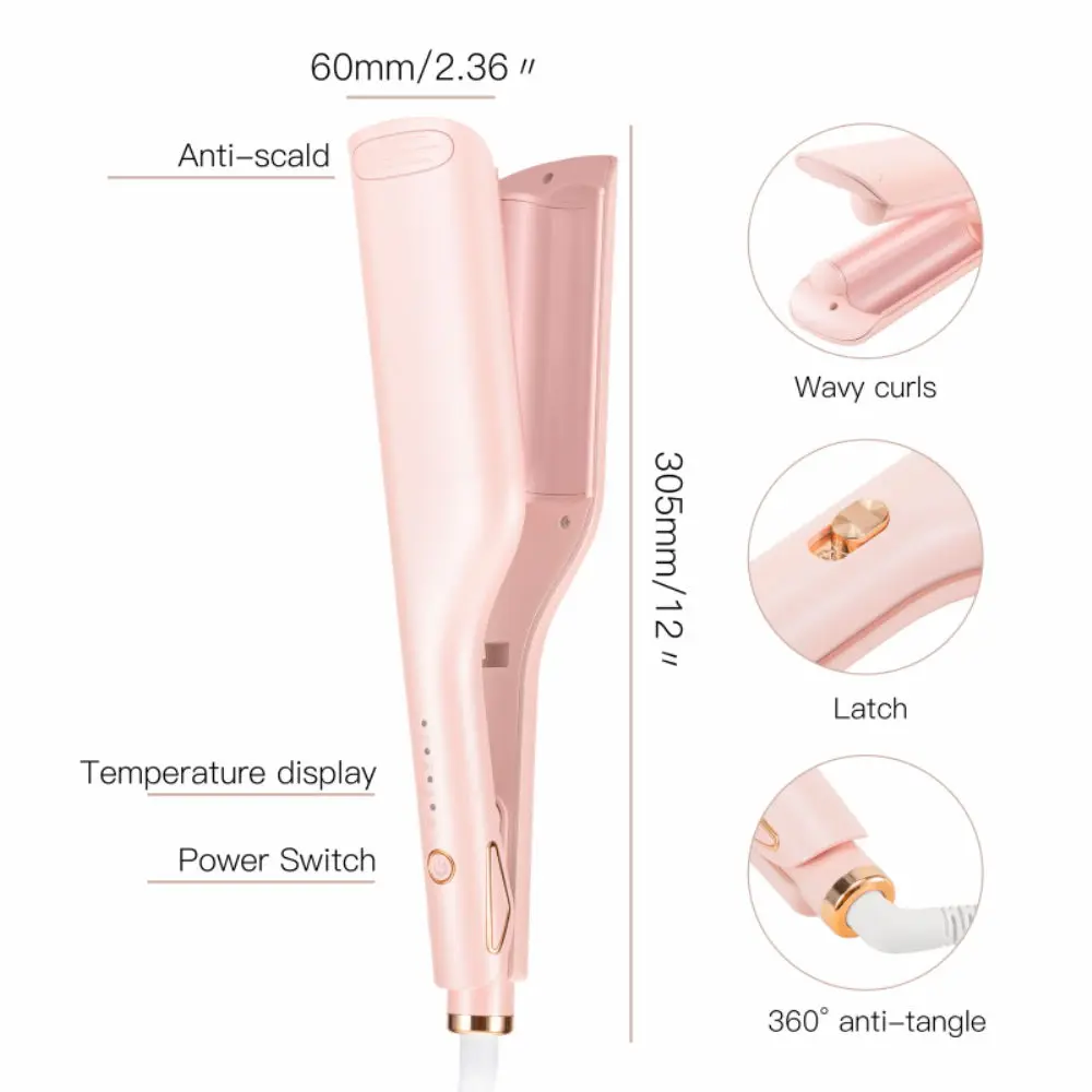 pink color new design hair curler deep hair waver hair curling wand