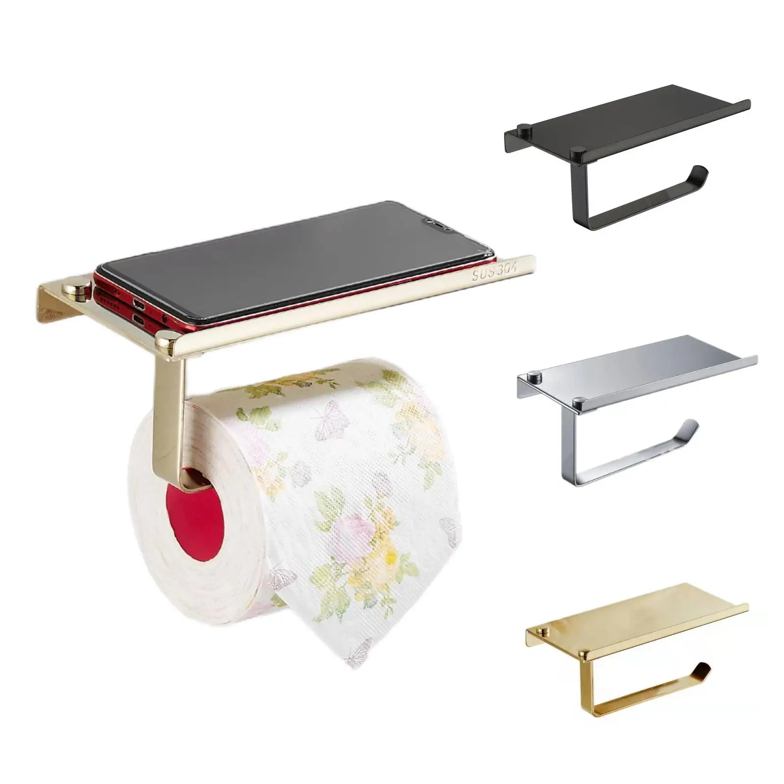 Self Adhesive Wall Mount Toilet Tissue Roll Paper Holder