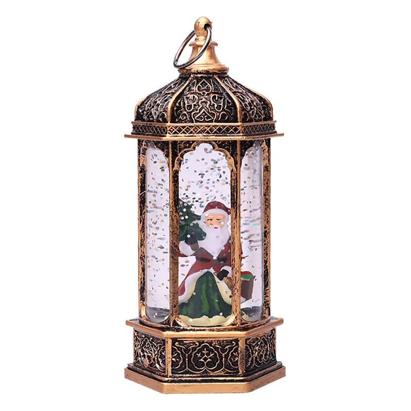 HY-138 Hanging Santa snowman Led Portable Lamp For Christmas Gift Christmas Water Lantern With Liquid Glitter