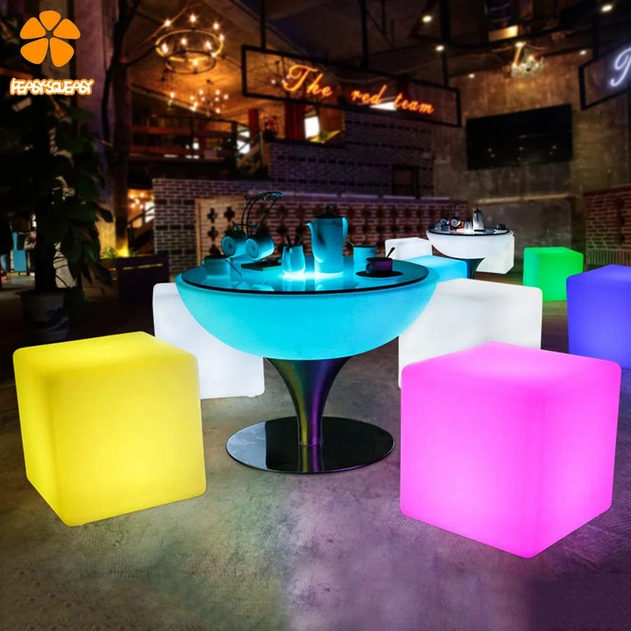 Кубический стул с подсветкой PS RGB светодиодный декоративный кубик для бара