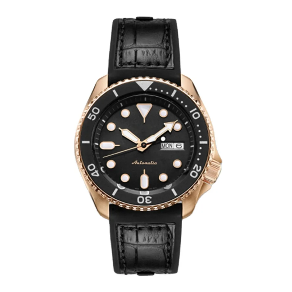 Men Automatic Watch Stainless Steel Dive Watch,Luxury Brand Black Gold Watch