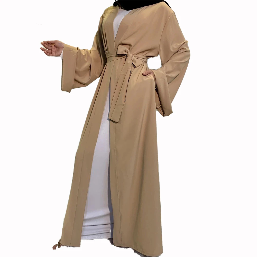 
Islamic Clothes Women Eid Hooded V-Neck Cardigan With Belt Muslim Islamic Clothing Abaya Maxi Dress 