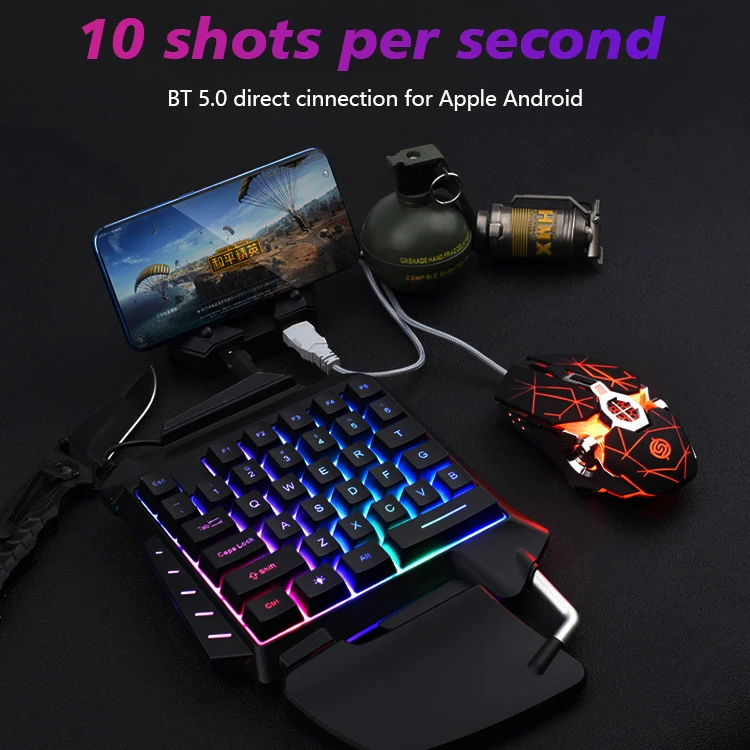  The Latest Comfortable Colorful Backlight Portable Mechanical Single handed Game Keyboard