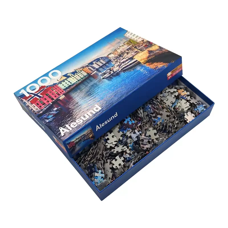 Wholesale Custom Paper Cardboard Brain Game aquatic city Puzzles 100 500 1000 Pieces Jigsaw Puzzle For Kids Adults
