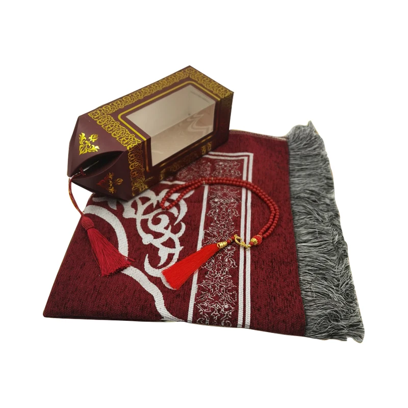 Portable travel prayer mats islamic prayer rugs gift set for Middle East market Rosary set gift