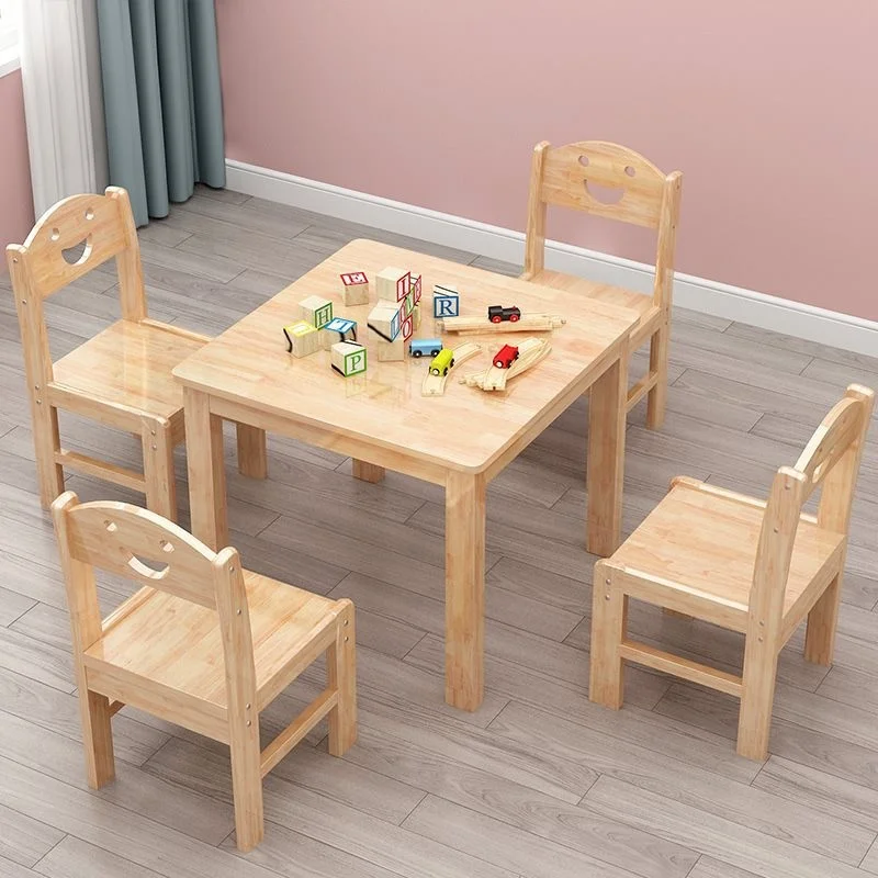 Kids Wooden Furniture Sets With Table and Chairs for a Safe and Educational Play Area in Kindergarten and Preschool