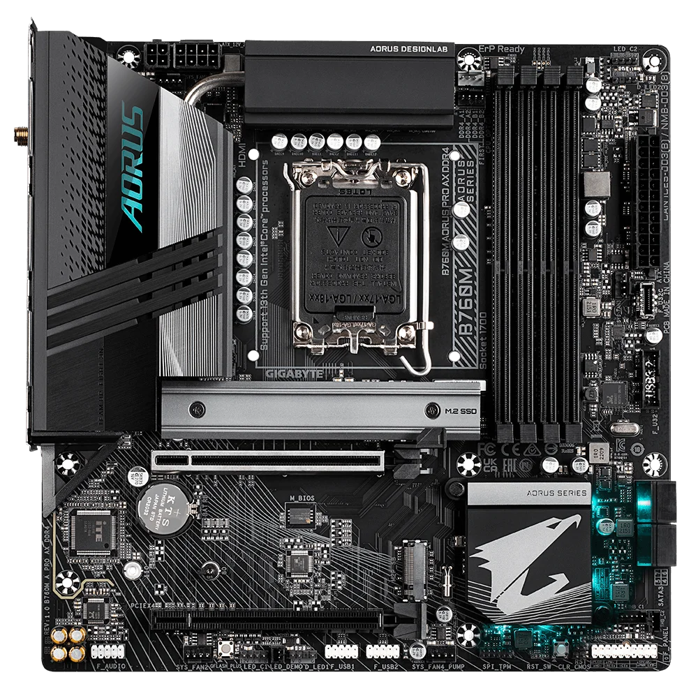GIGABYTE B760M AORUS PRO AX DDR4 Motherboard with 4 x SATA 6Gb/s Connectors support Intel 13th/12th Gen Series CPU 12700K/12700F