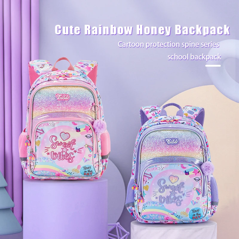 Custom cute lovely design sequin pink toddler student kids school bags cartoon schoolbags backpack