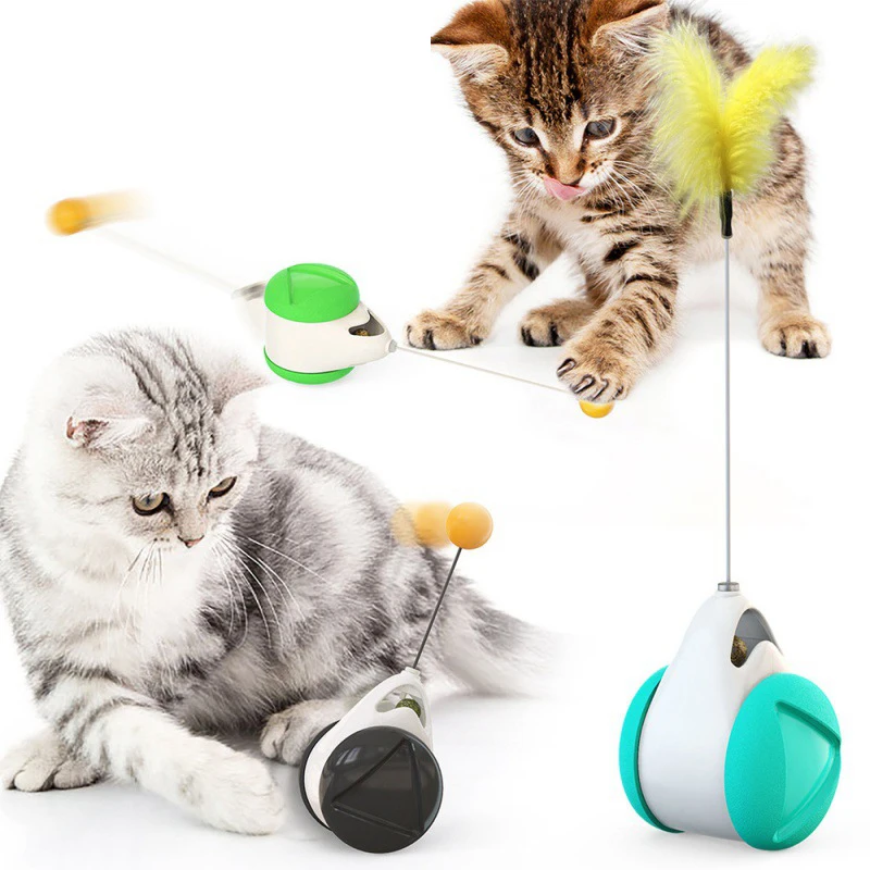 Pet Products 2021 New Model  Cat Toys Electric Tumbler Feather Teasers Cats Toys Pets Plush