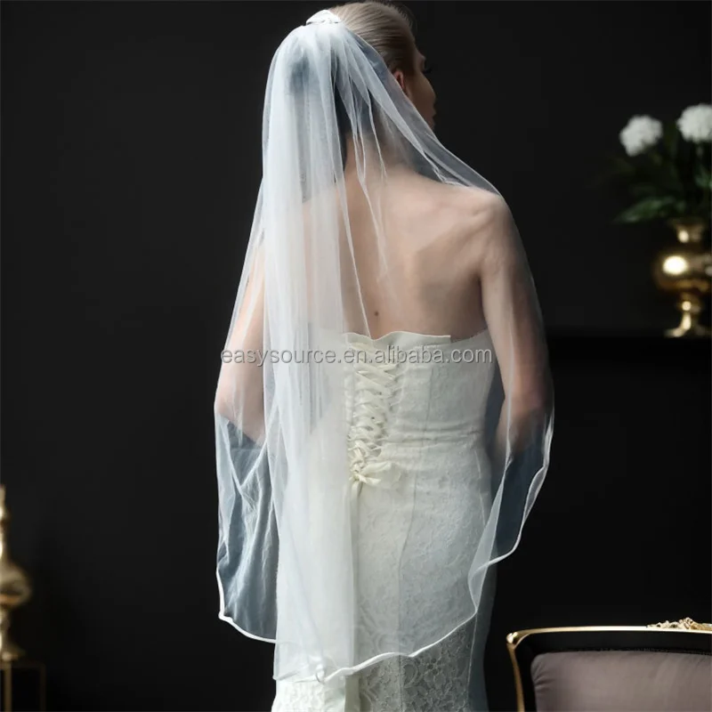 YM153 1T Bride Veil with Comb Elegant Lace Edge Wedding Veil Bridal Headpieces