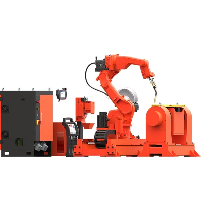 Auto CO2 MIG MAG Welding Robot With Megmeet CM350 Welder And Head And Tail Welding Positioner Workstation