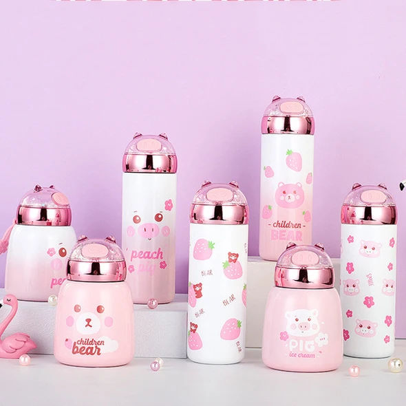 Personality stainless steel thermos flask mini pink insulated cup
