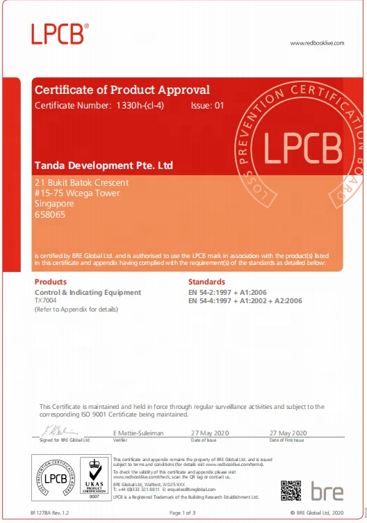 7004-1 LPCB & EN Стандартная адресуемая панель управления пожарной сигнализацией встроенный 160 светодиодный индикатор зон указывает на состояние пожара и неисправности