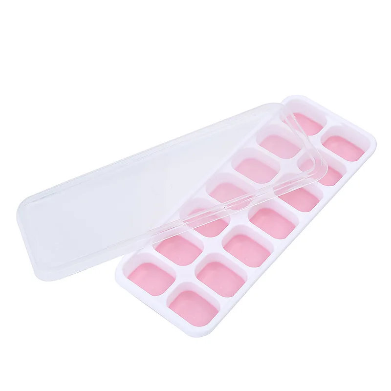 Hot Sale Food Grade Easy Release Silicone Cube Ice Cube Molds 14 Ice Tray Stackable Durable Ice Cube Tray With Lid