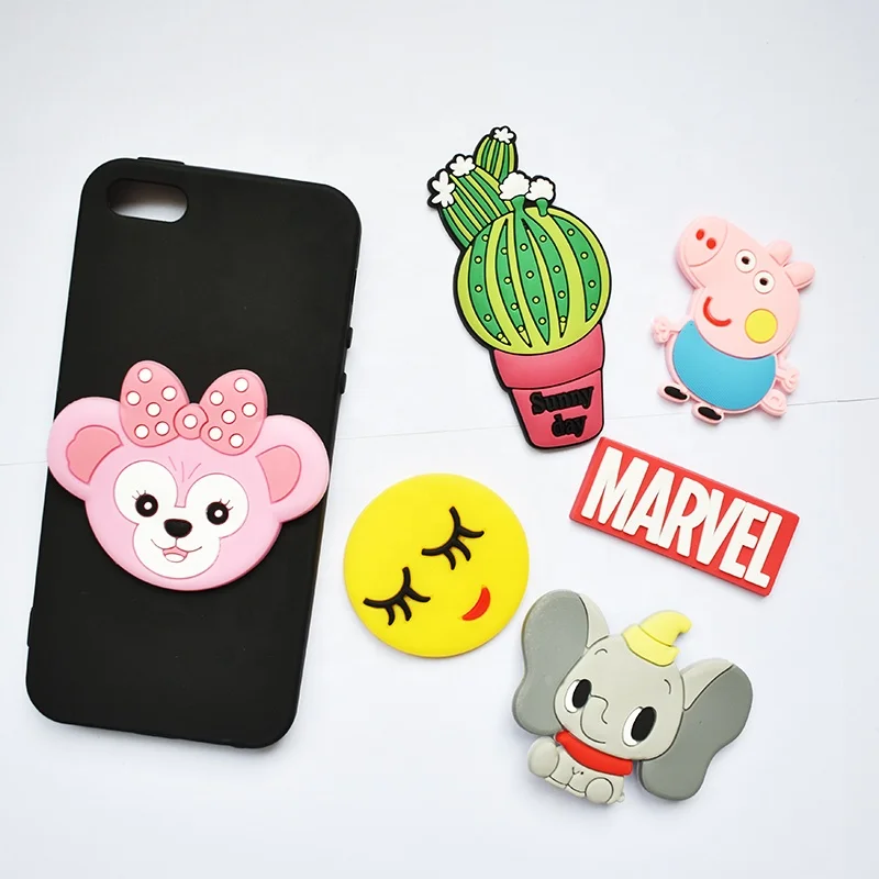 2020 cheapest price customized character pvc silicone Cartoon design  mobile cell phone holders DIY Accessories
