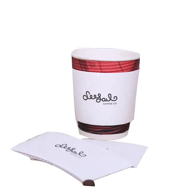 white paper sleeve with logo printing for hot coffee cup