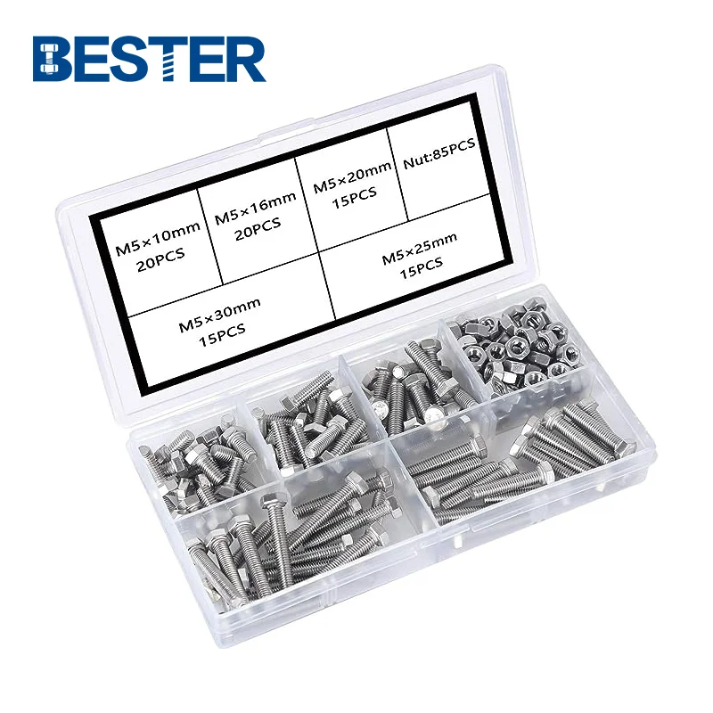 Fasteners stainless steel 100pcs 1000 piece nuts and bolts assortment kit