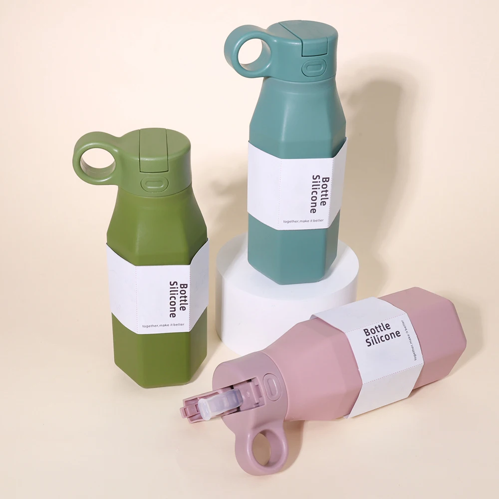 Portable Leakproof Gym Water Water Bottle Jug 12oz Bpa Free Silikon Wasserflasche Sport With Handle For Kids School