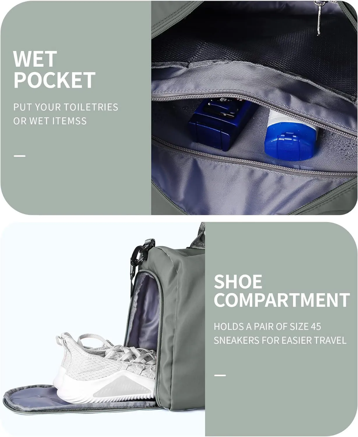 Gym Bag Womens Mens with Shoes Compartment and Wet Pocket Waterproof Weekend Overnight Carry on Travel Sports Duffel  Bag