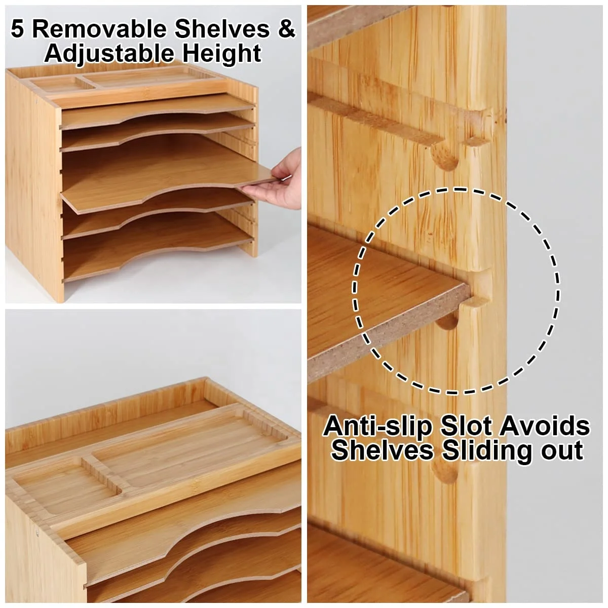 Wholesale custom modern new creative bamboo desktop office organizer file rack table organizer for office