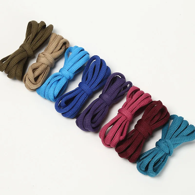 Customizable high quality cheap 6-7mm width 50-200cm round oval shoe laces 56 colors half rope shoelaces for sneakers