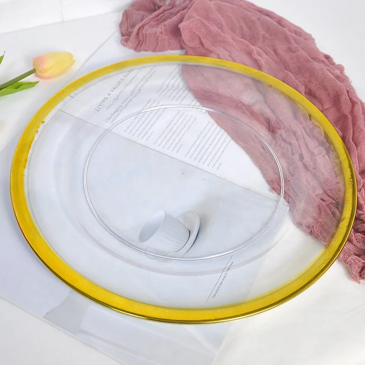 Wholesale transparent plastic clear dinner charger plates for wedding event party decoration