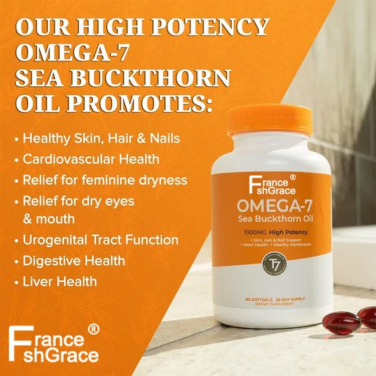 60 Day Supply Premium Organic Himalayan Sea Buckthorn Oil Supplement Omega-7 Softgels for Healthy Skin Hair Nails and Dryness