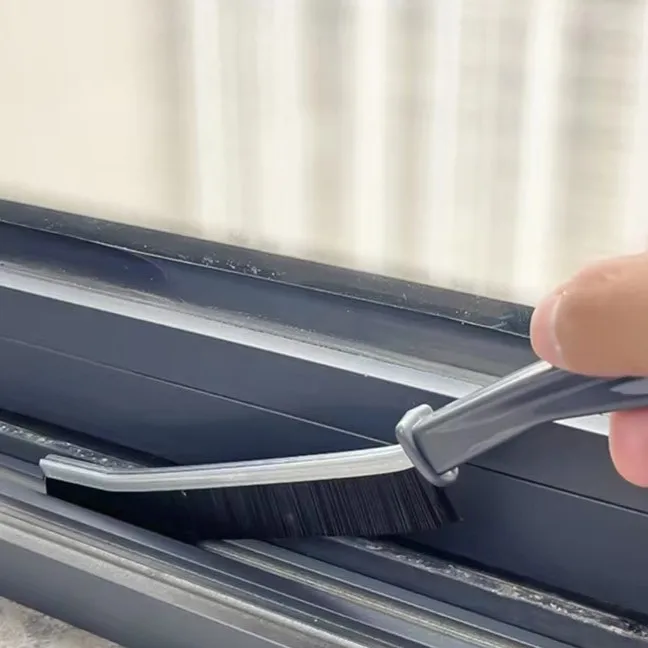 New Multifunctional Hard Bristle and Plastic Window Cleaner gadget Crevice Cleaning Brush  for Window Gap Cleaning
