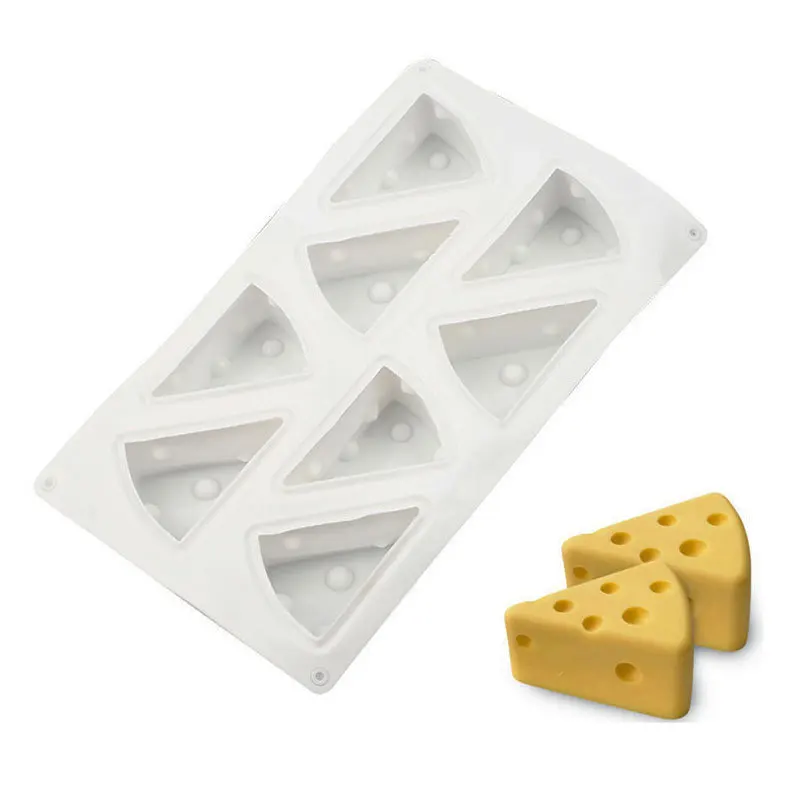3d  8 Holes Cheese Shaped Silicone Cake Molds Non-stick Dessert Mousse Chocolate Cookies Pastry Molds  Cake Decorating Mould