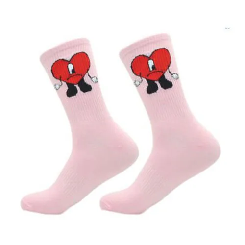 Custom Women Ladies Cotton Bad Bunny Heart Socks Smiley Slippers Socks Girls Soft Bad Bunny Socks