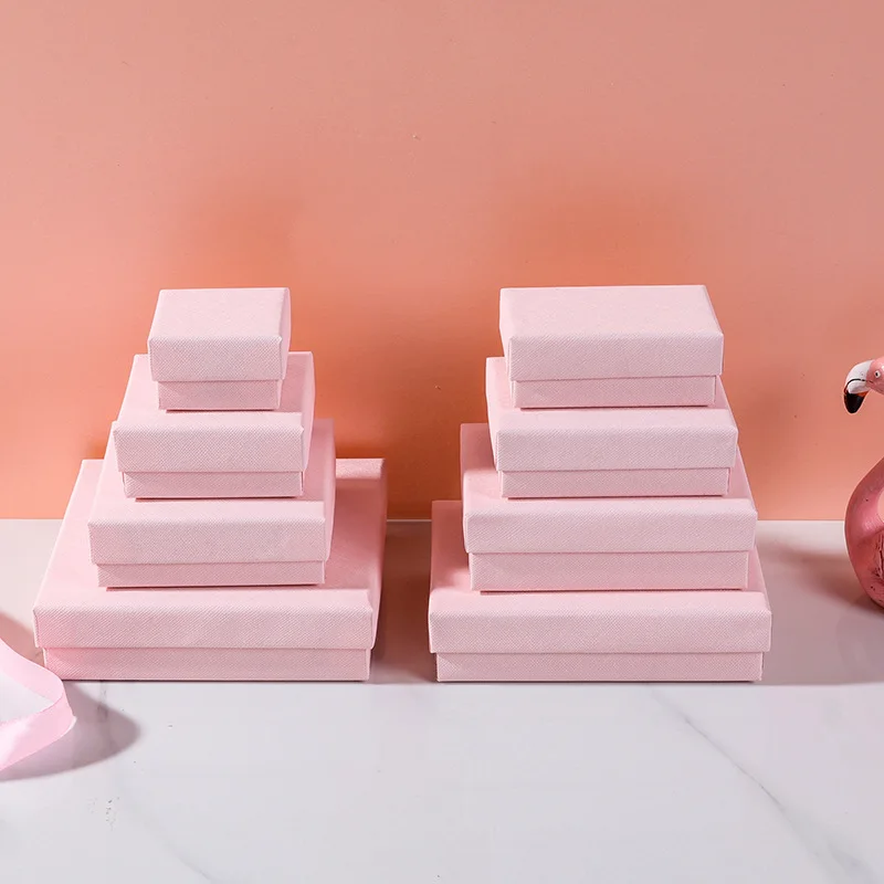 Personalized Ring Jewelry Box Logo Packaging Cardboard Box Pink Bracelet Pendant Jewelry Packaging