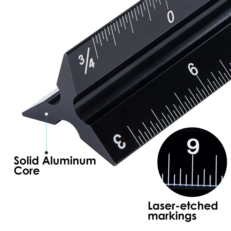 Christmas Gift Metal Ruler Aluminum Scale Ruler Triangular Ruler