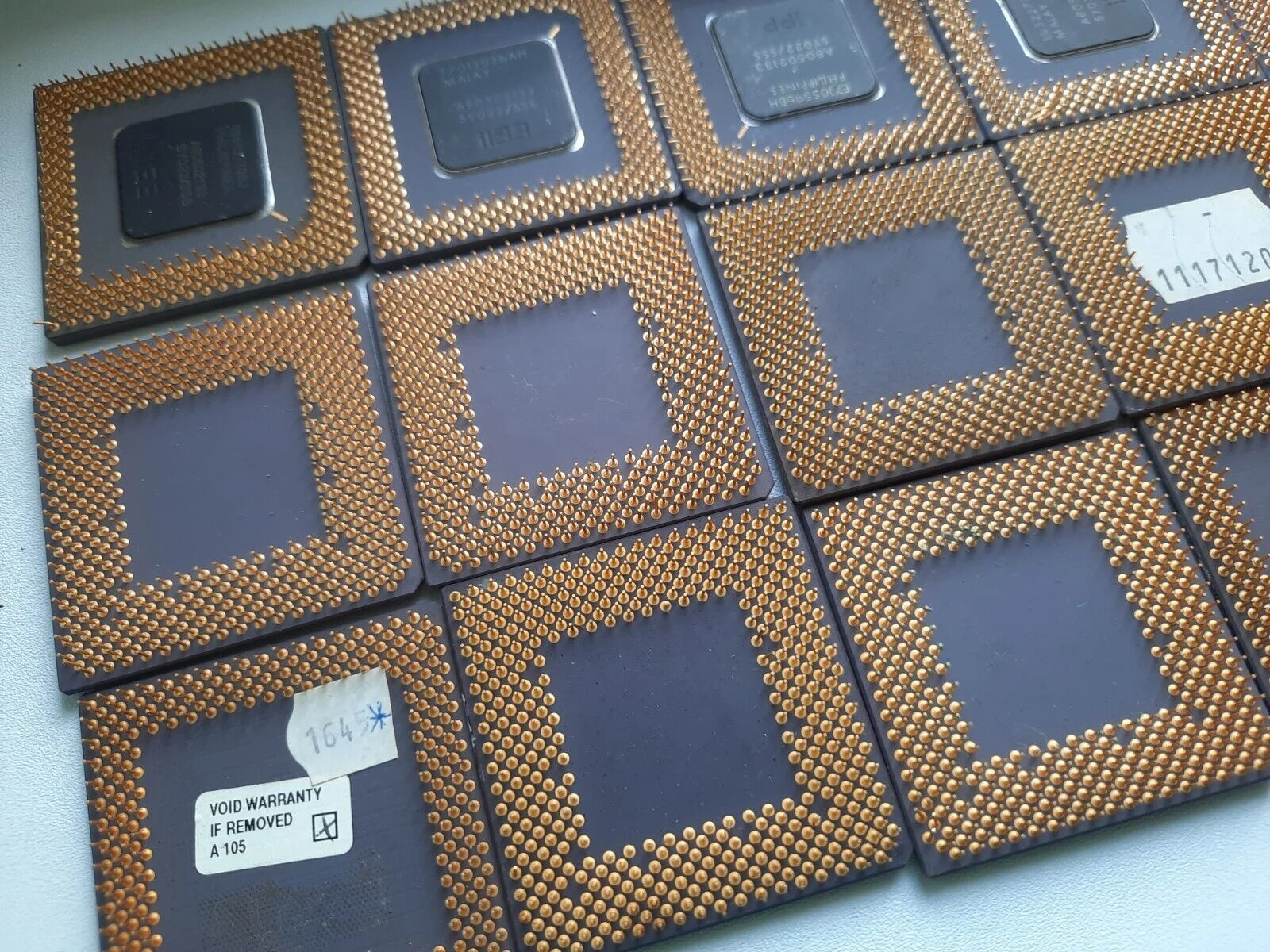 GOLD PLATED CPU PINS CERAMIC PROCESSOR SCRAP AND TRIMMED GOLD RAM FINGERS FOR GOLD RECOVERY.