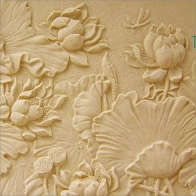 Outdoor Stone Decor 3D Stone Carvings Flower Painting Wall Decoration Sandstone Relief