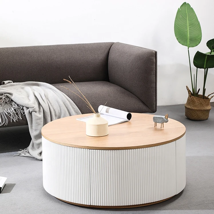 Quality Guaranteed Nordic Modern Design Round Coffee table Natural White Solid Oak Wooden Coffee Table