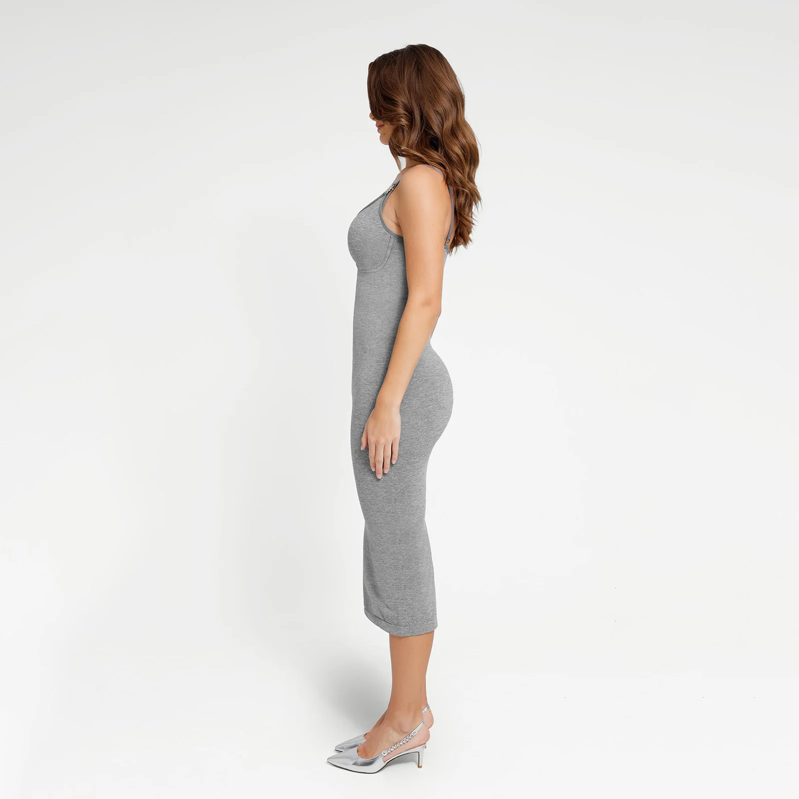 2023 Wholesale Seamless Button-Up Dress for Women Sexy Shapewear Bodycon in Solid Pattern Pencil Silhouette Made Woolen Fabric