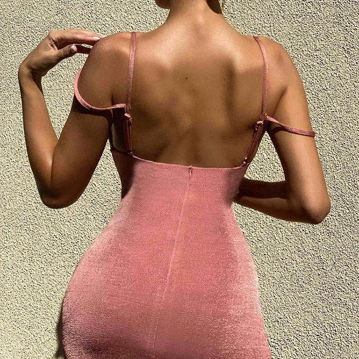 huilin factory high quality custom cold shoulder sleeveless elegant evening dress sexy backless women plain velvet party dress