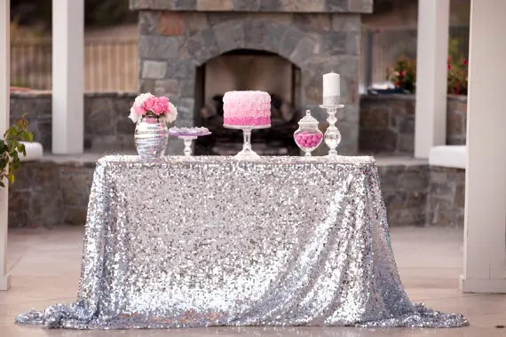 Party rectangle sequin sparkle table cloth for wedding