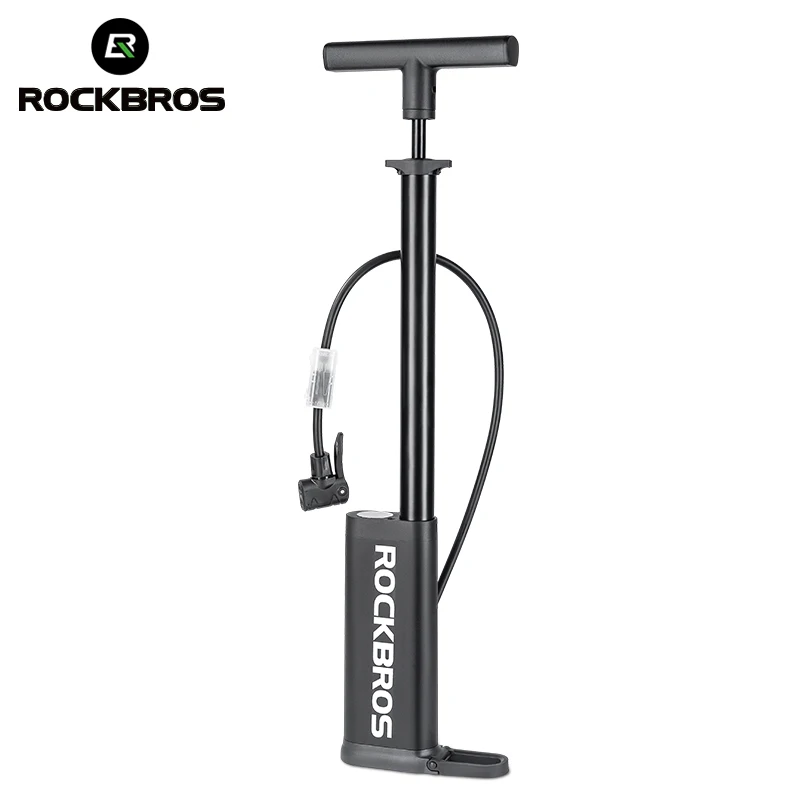 ROCKBROS Bike Pump Hose with Psi Pressure Gauge Portable Mountain Stand Bike Accessories Mouth Conversion Bike Floor Air Pump