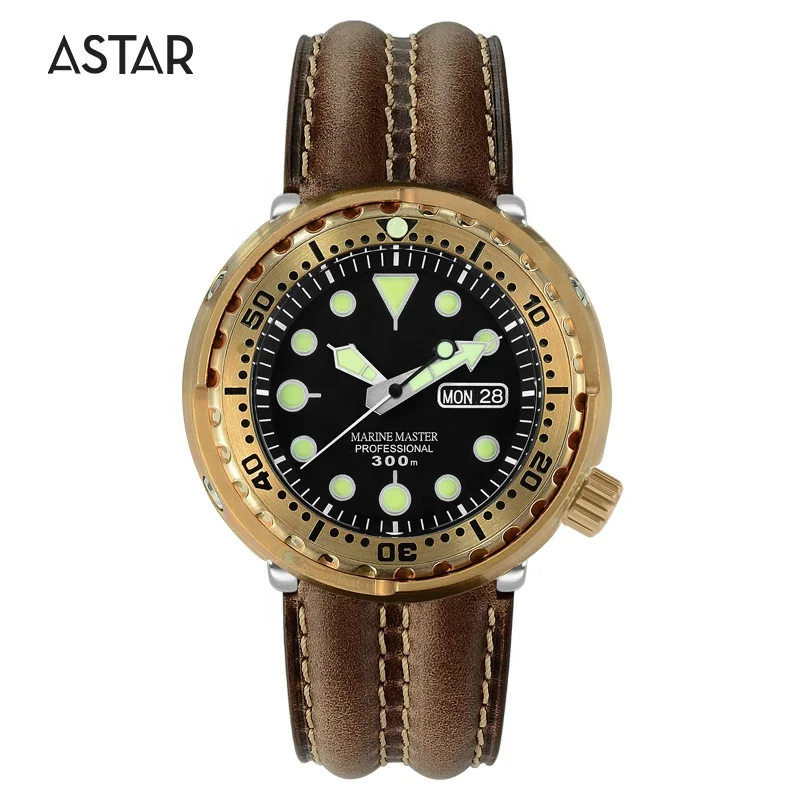 1pcs custom logo luxury 30atm cusn8 bronze diving diver japan nh36 mechanical automatic watch case man with bronze buckles