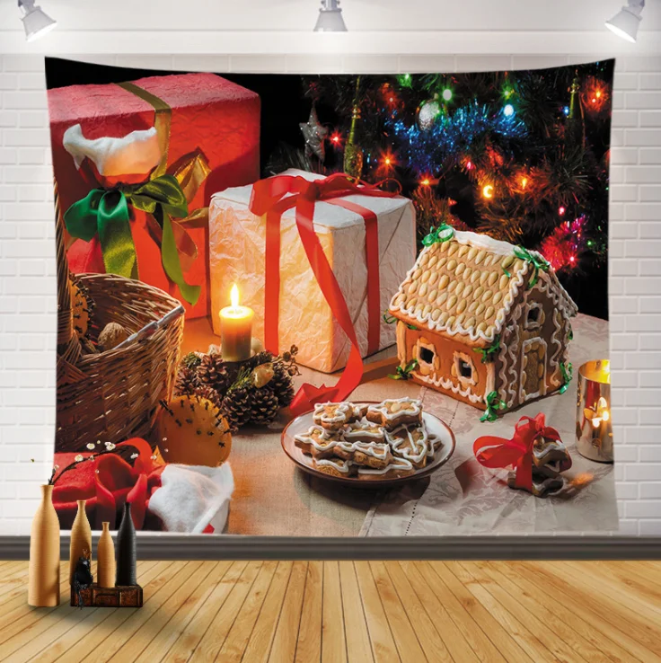 Hot Selling 3d Christmas Tree Sock Tapestry Wall Decor Xmas Wall Hanging Christmas Tapestry